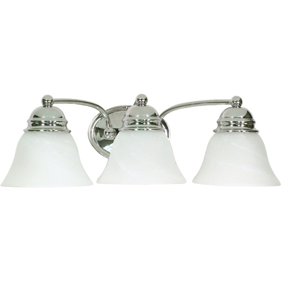 Nuvo Lighting 60/338  Empire - 3 Light - 21" - Vanity with Alabaster Glass Bell Shades in Polished Chrome Finish